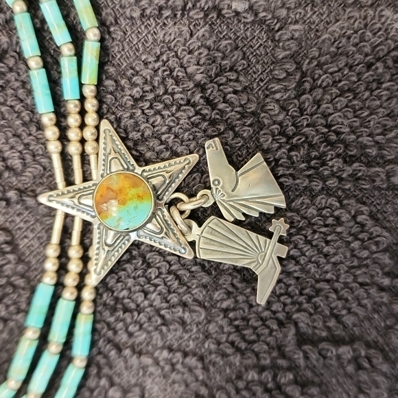 Turquoise necklace & earrings set - Picture 3 of 7